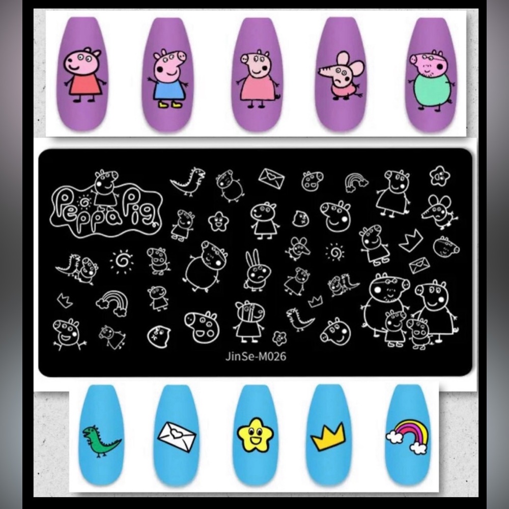 $5 PIG NAIL STAMPING PLATE. STAINLESS STEEL WITH PLASTIC BASE. NEW. $5 IF BUNDLE - Picture 1 of 14